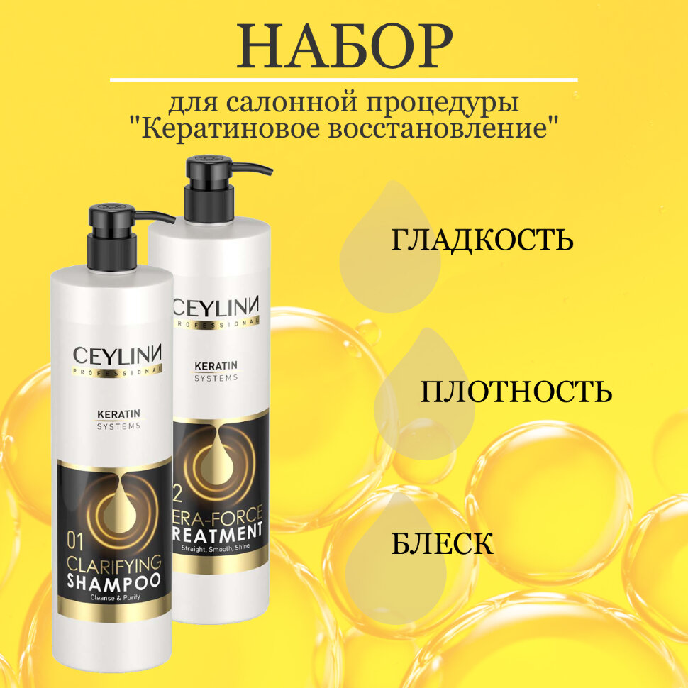 Набор для ухода за волосами CEYLINN с кератином, 1000 мл Х 2