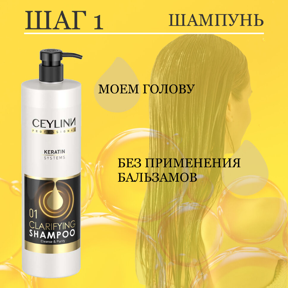 Набор для ухода за волосами CEYLINN с кератином, 1000 мл Х 2