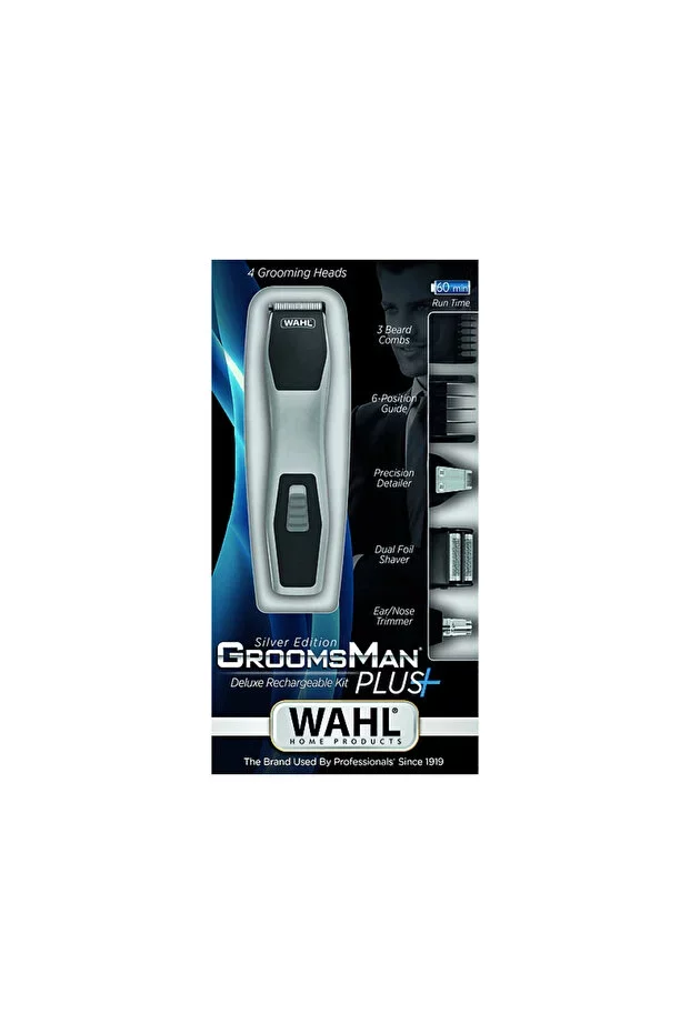 Аккумуляторный триммер в наборе Wahl 9855-2816 GroomsMan Plus, черный/серебро Аккумуляторный триммер в наборе Wahl 9855-2816 GroomsMan Plus, черный/серебро