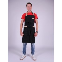 Фартук мужской для парикмахеров (барберов) Mercurio, цвет черный/молоко