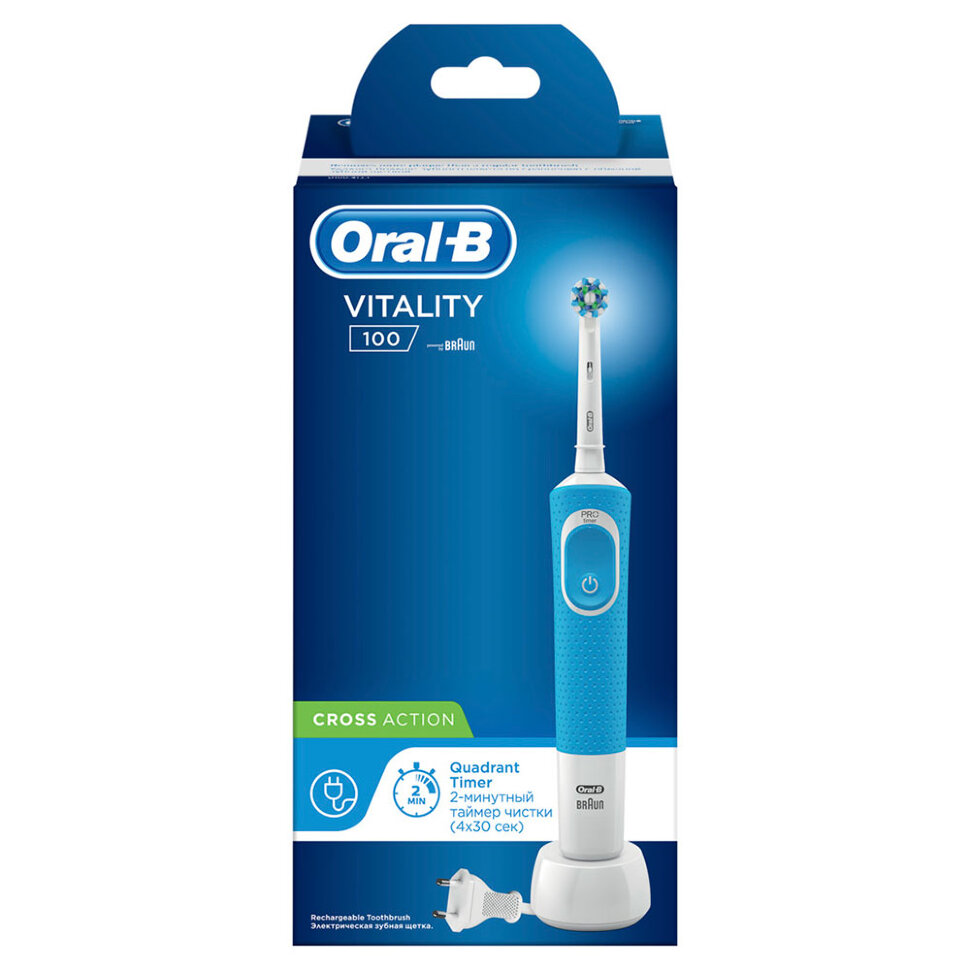 Электрическая зубная щетка Braun Oral-B Vitality D100.413.1 CrossAction голубой