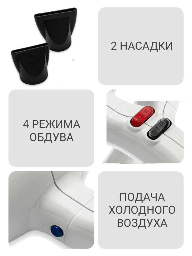 Фен ETI Micro Stratos 3600, 2400 ватт, белый