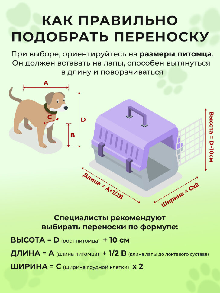 Переноска пластиковая Petmode Macaron 61х40х41 см, зеленая