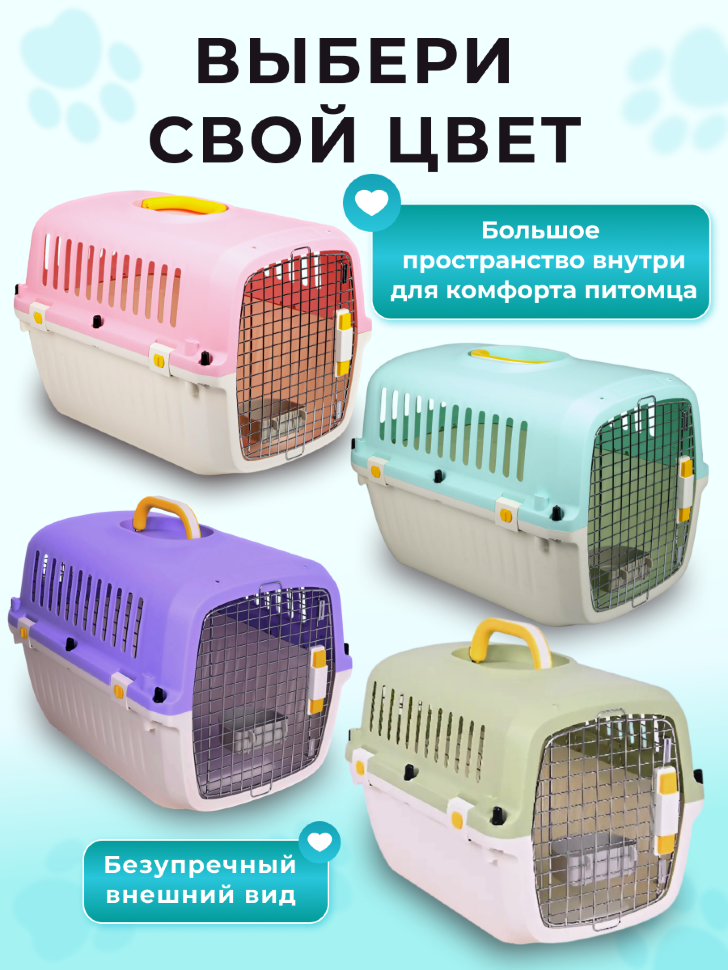 Переноска пластиковая Petmode Macaron 61х40х41 см, синяя