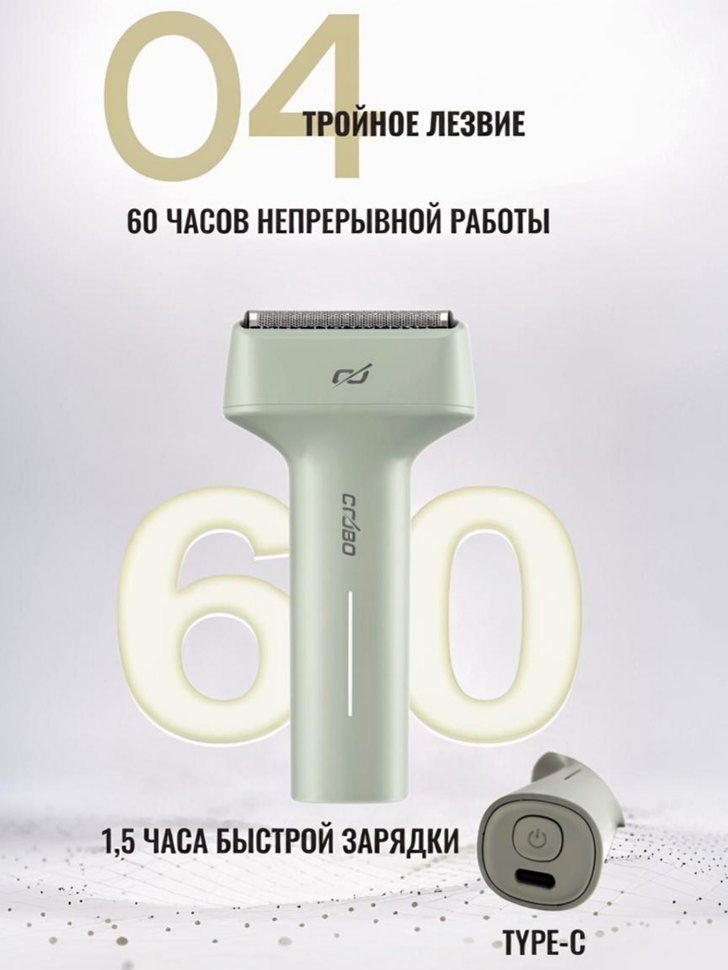 Электробритва Coobo CB-T1 с двойной бритвенной сеткой и лезвием, зеленая